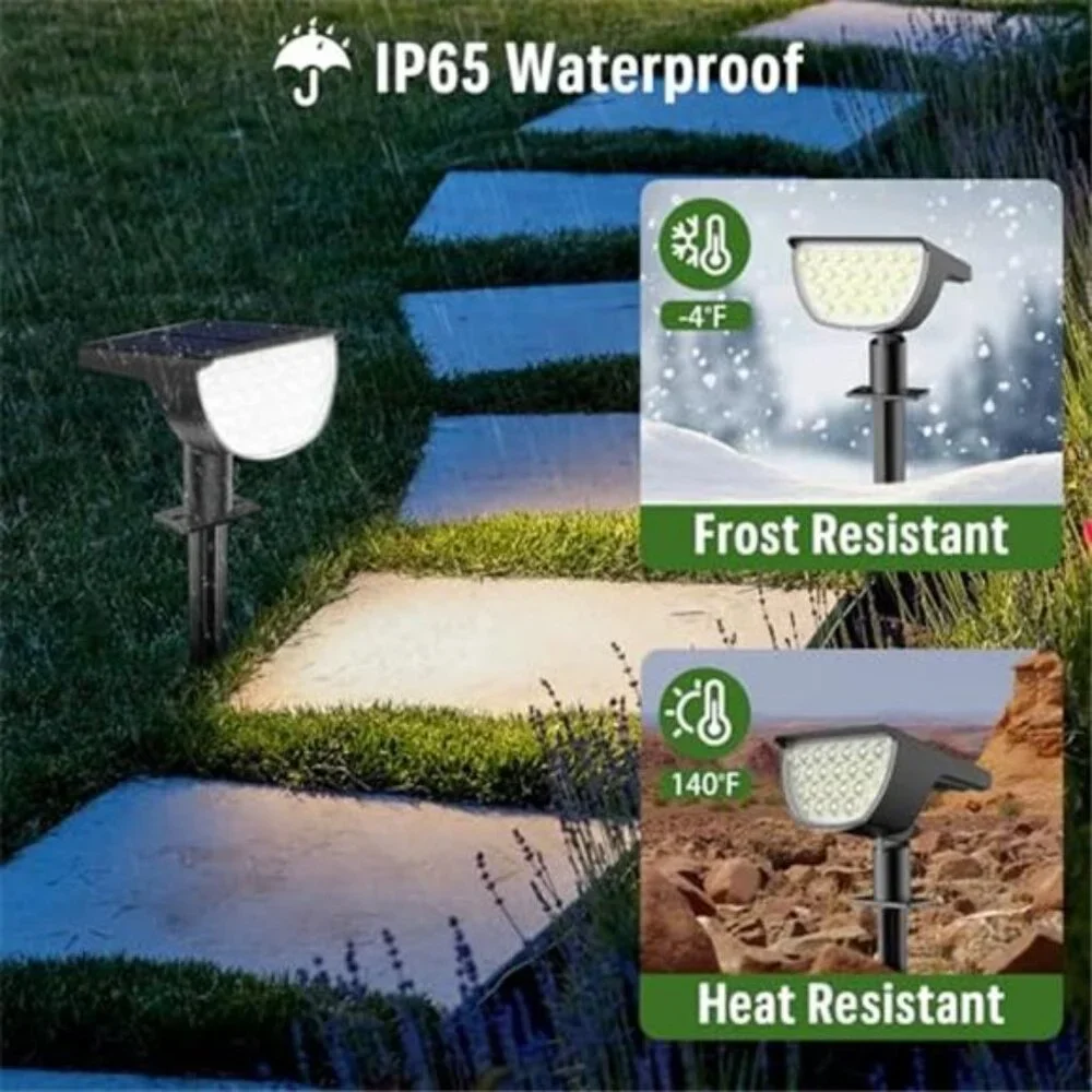 Solar Spot Lights Outdoor 76 LED Waterproof Landscape Pathway 4 Pack